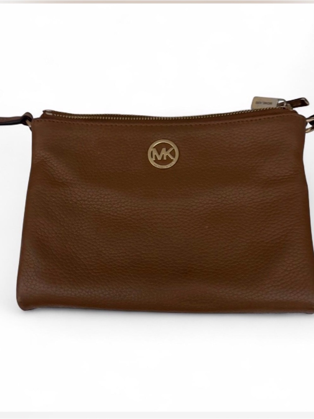 Michael Kors Brown Leather Crossbody Bag with Gold Logo